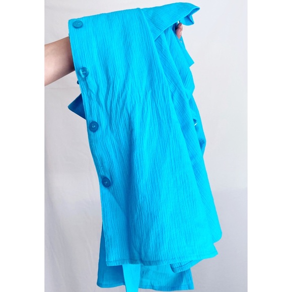 Vintage Blue Linen + Cotton Blend Retro Collared Button Down Shirt - Picture 7 of 7